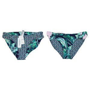 Tommy Bahama Reversible Breezy Palm Shirred Hipster Bikini Bottom Swimwear S NWT
